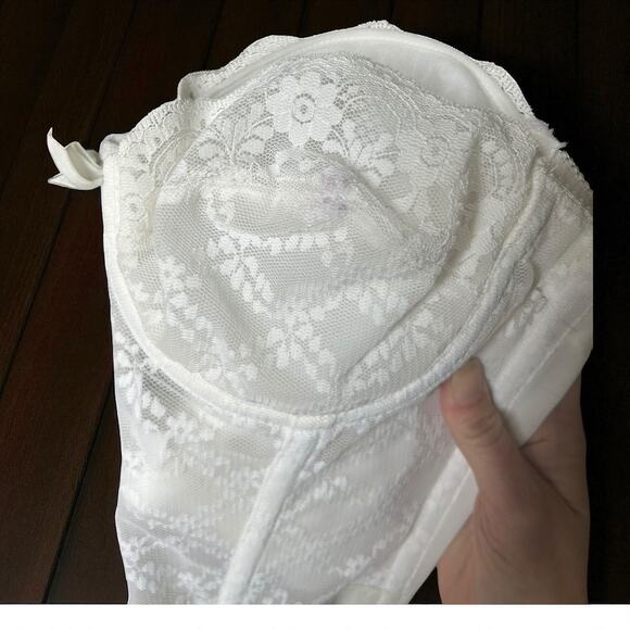 Vintage Saks Fifth Avenue White Strapless Corset Bustier 36A Deadstock NWT Lace - Picture 7 of 9